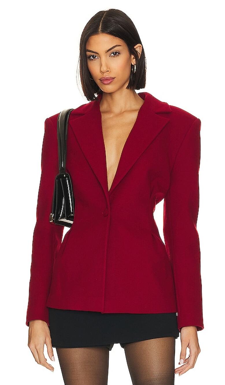 CEREN OCAK Tailored Notched Lapel Blazer Jacket Red S NWT